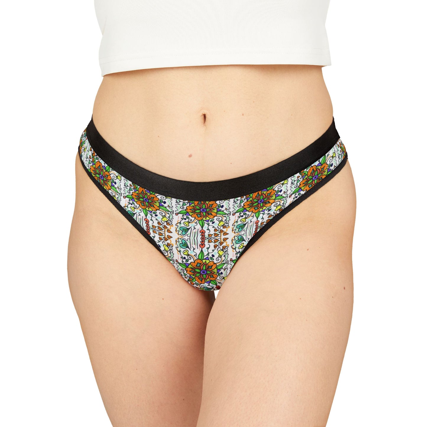 Women's Thongs (AOP) Jade flower