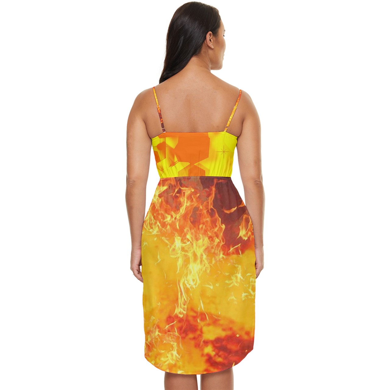 Fire and crystals Tulip Hem Mini Chiffon Dress