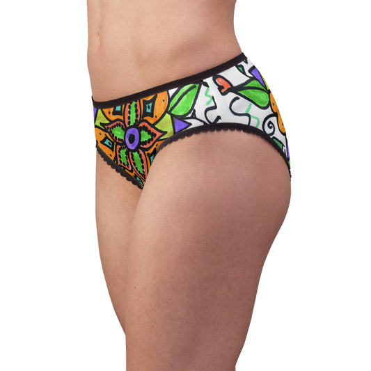 Women's Briefs (AOP) Jade flower