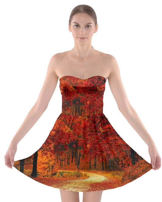 Autumn path | Strapless Bra Top Dress