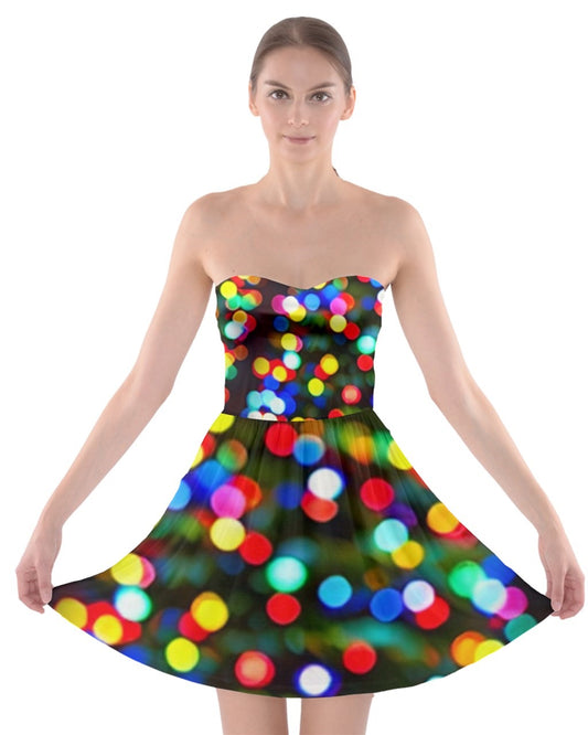Christmas light -  Strapless Bra Top Dress