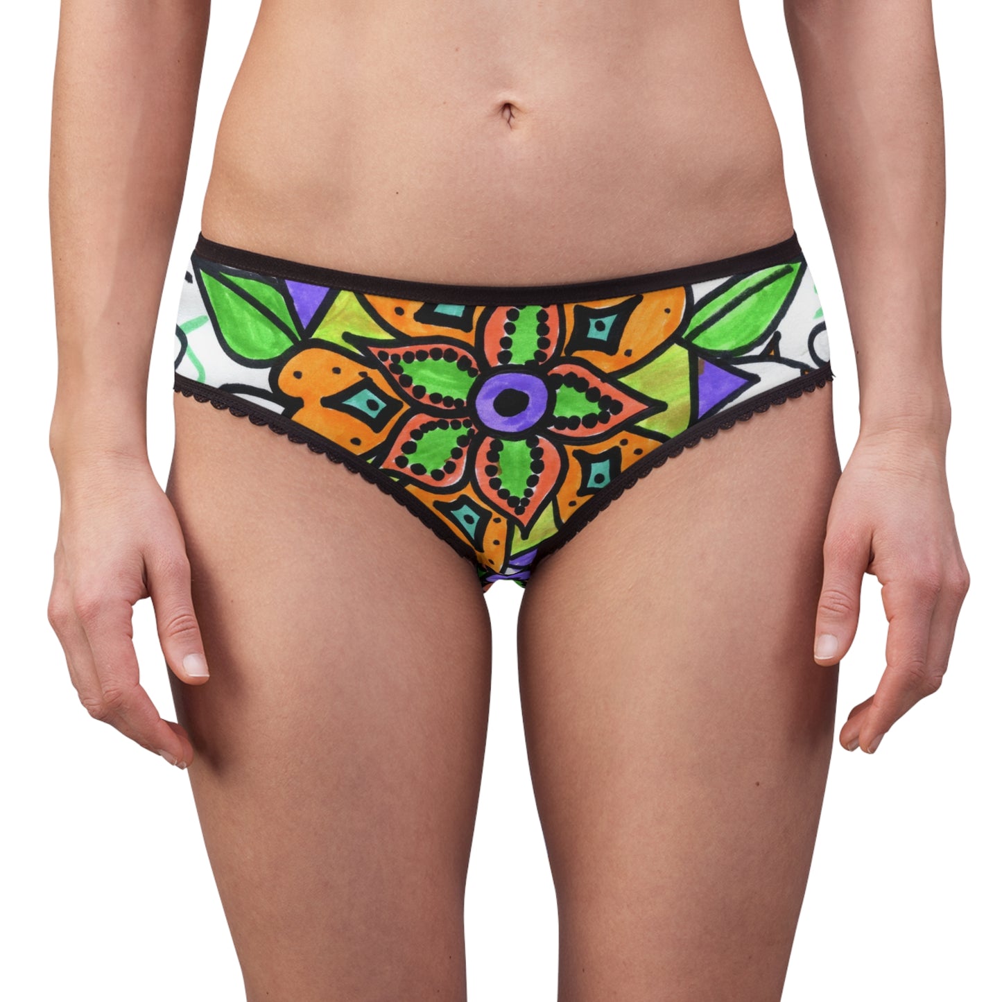 Women's Briefs (AOP) Jade flower