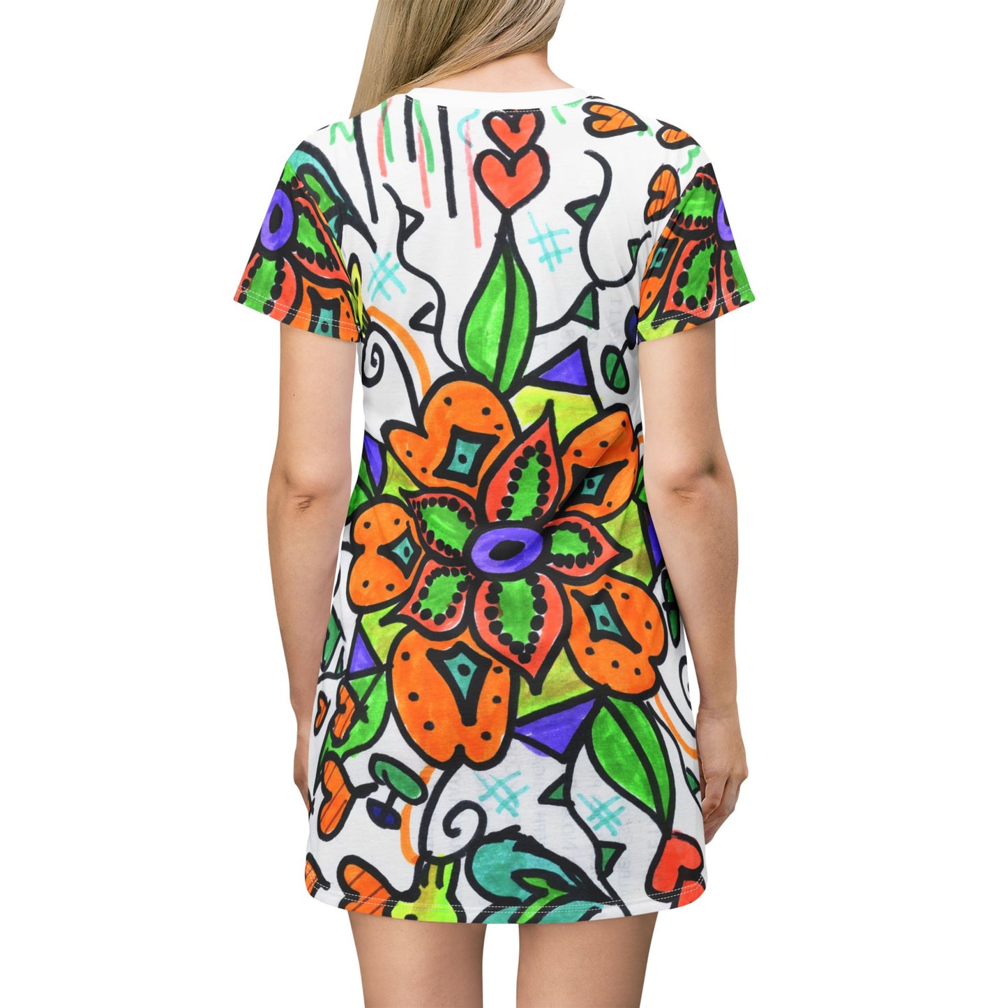 T-Shirt Dress (AOP) Jade flower