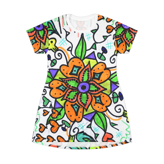 T-Shirt Dress (AOP) Jade flower