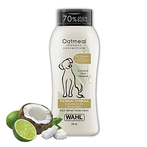 Wahl USA Dry Skin & Itch Relief Pet Shampoo for Dogs – Oatmeal Formula with Coconut Lime Verbena & Pet Friendly Formula, 24 Oz - Model 820004A