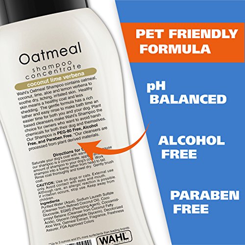 Wahl USA Dry Skin & Itch Relief Pet Shampoo for Dogs – Oatmeal Formula with Coconut Lime Verbena & Pet Friendly Formula, 24 Oz - Model 820004A