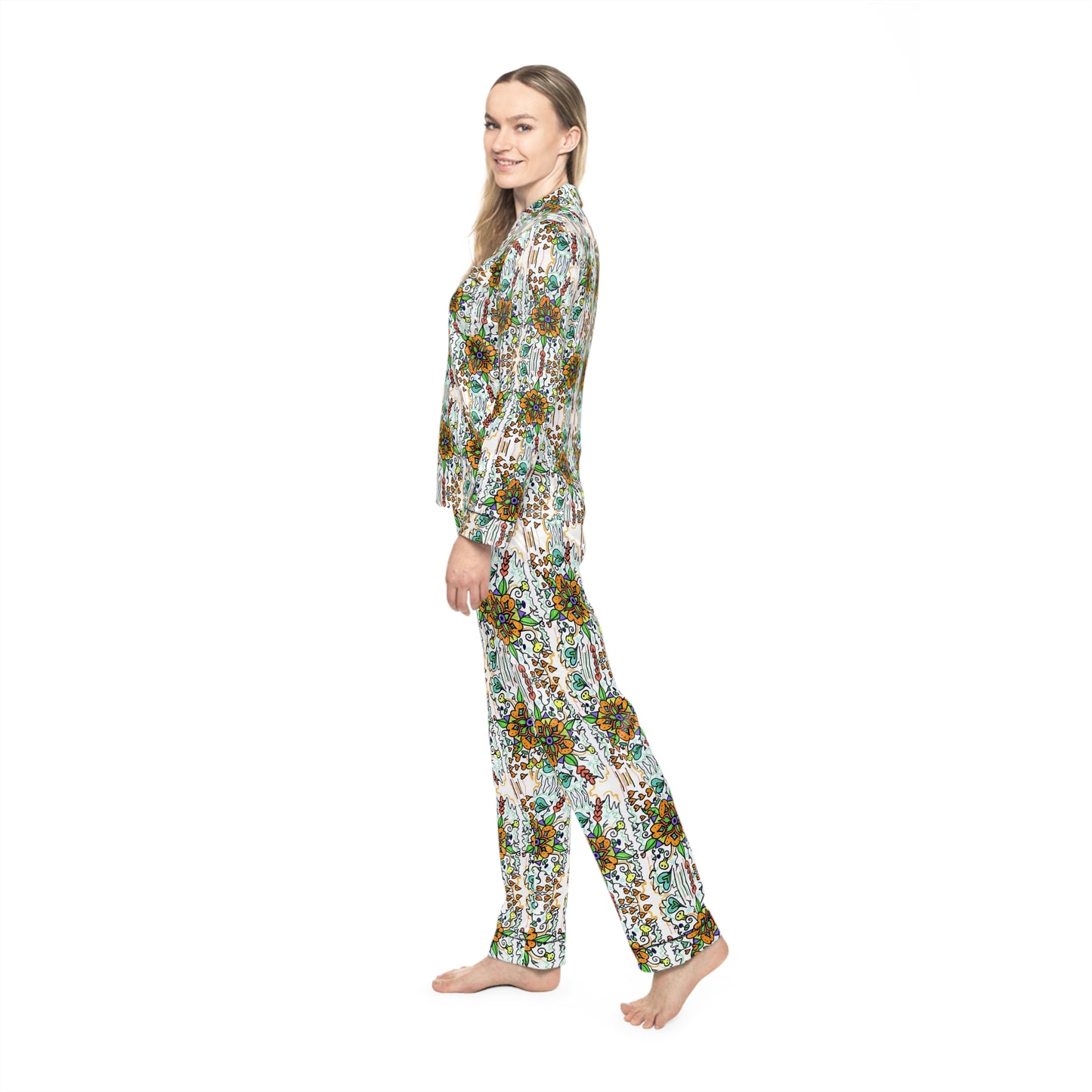 Women's Satin Pajamas (AOP) | Jade flower