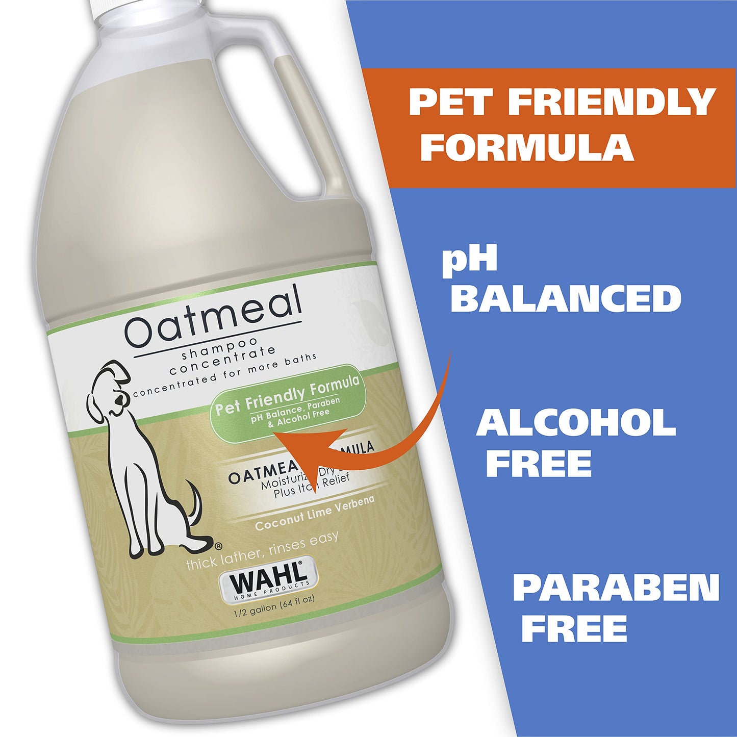 Wahl USA Dry Skin & Itch Relief Pet Shampoo for Dogs – Oatmeal Formula with Coconut Lime Verbena & Pet Friendly Formula, 24 Oz - Model 820004A