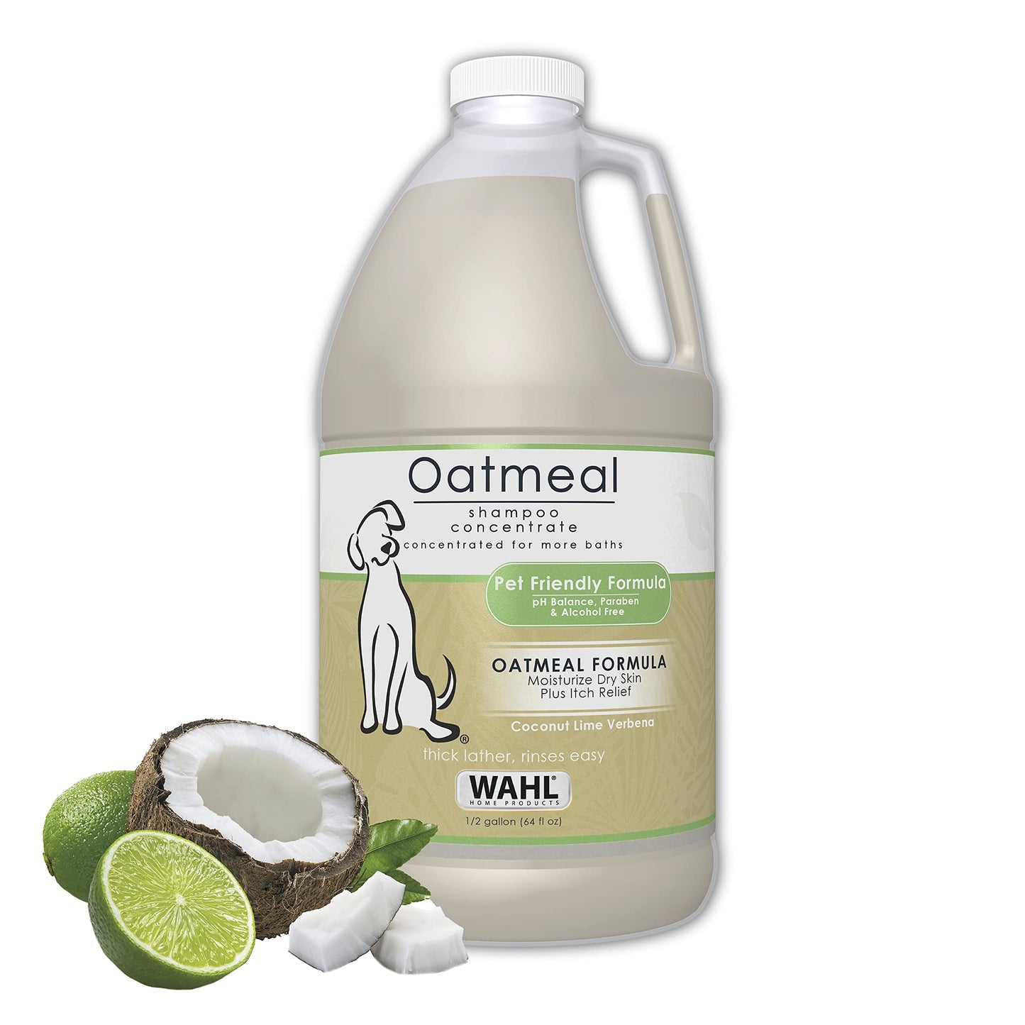 Wahl USA Dry Skin & Itch Relief Pet Shampoo for Dogs – Oatmeal Formula with Coconut Lime Verbena & Pet Friendly Formula, 24 Oz - Model 820004A