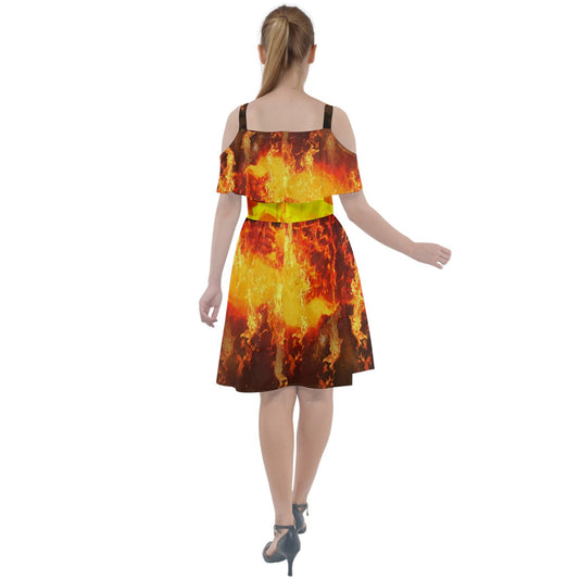 Girl on fire Cut Out Shoulders Chiffon Dress