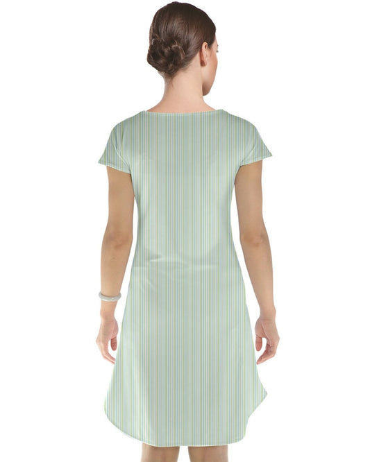 Cap Sleeve Nightdress I Green lines I