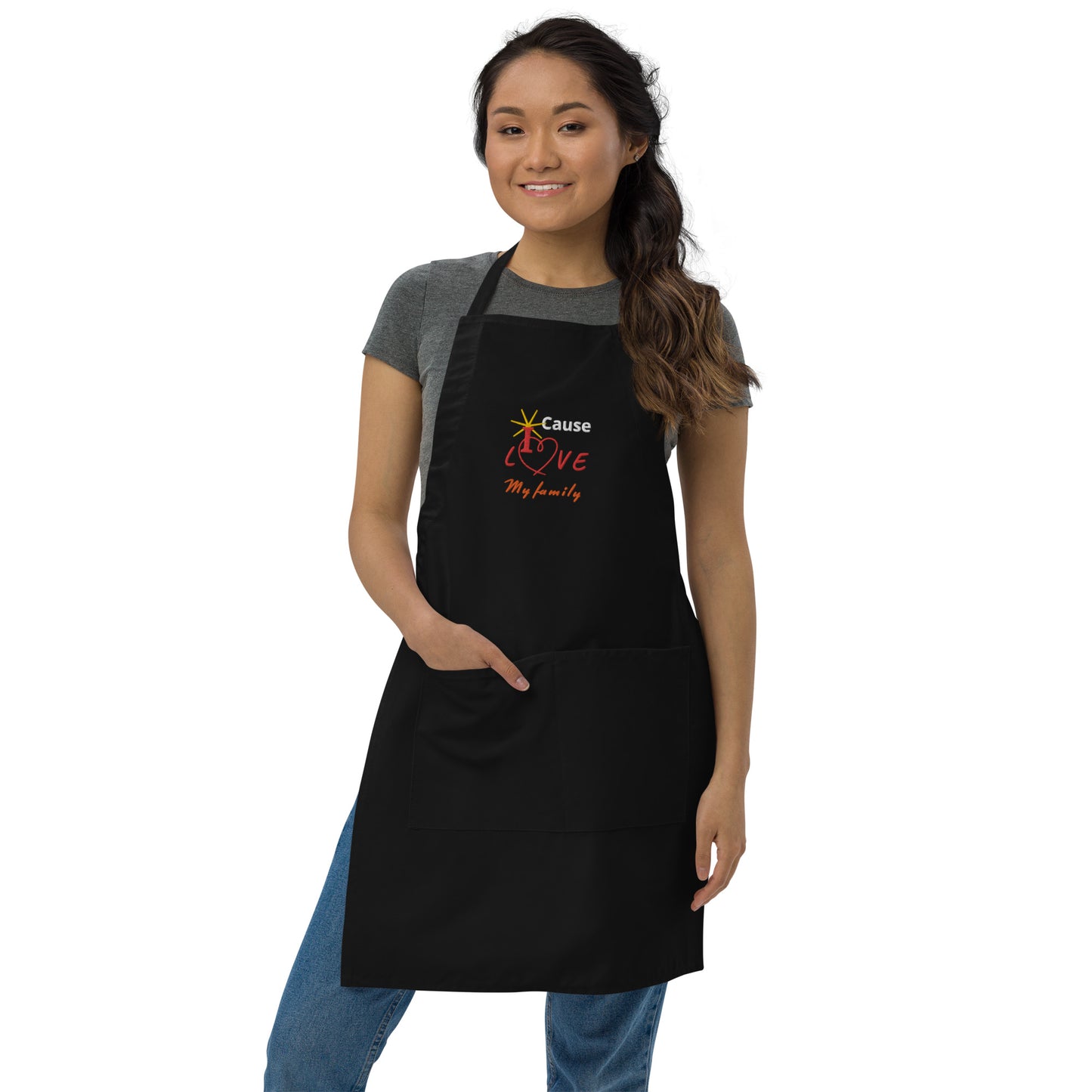 Embroidered Apron | Cause I Love my family |