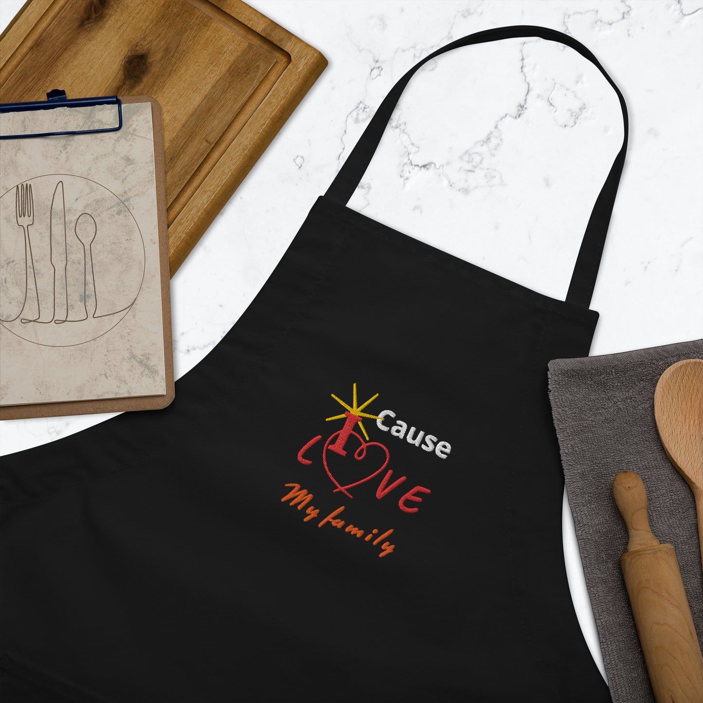 Embroidered Apron | Cause I Love my family |