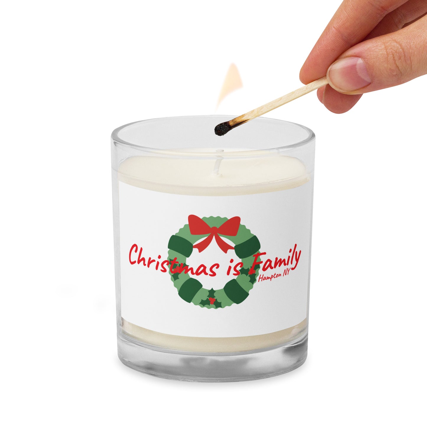 Glass jar soy wax candle | Christmas is Family | Hampton NY