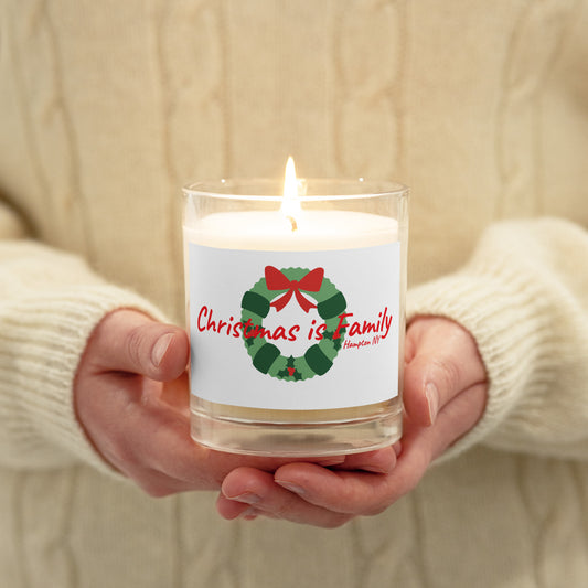 Glass jar soy wax candle | Christmas is Family | Hampton NY