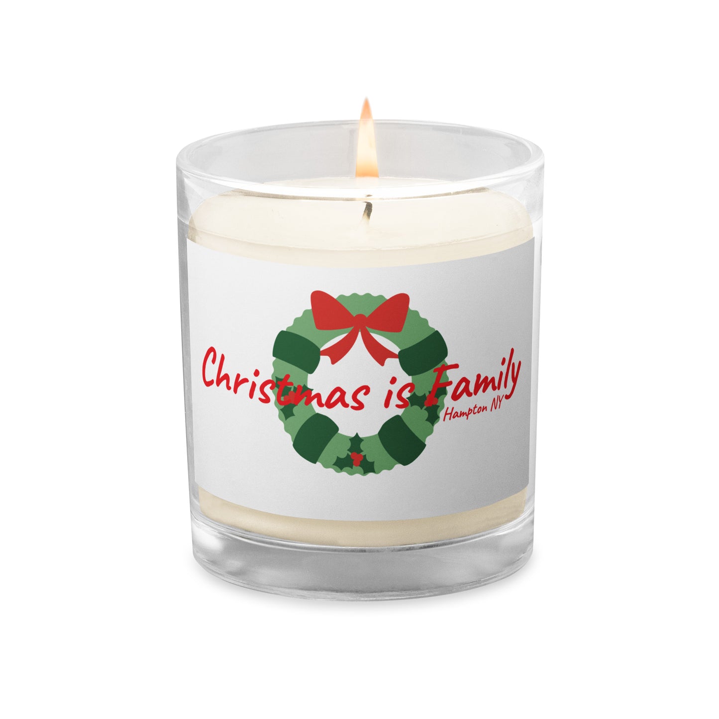 Glass jar soy wax candle | Christmas is Family | Hampton NY