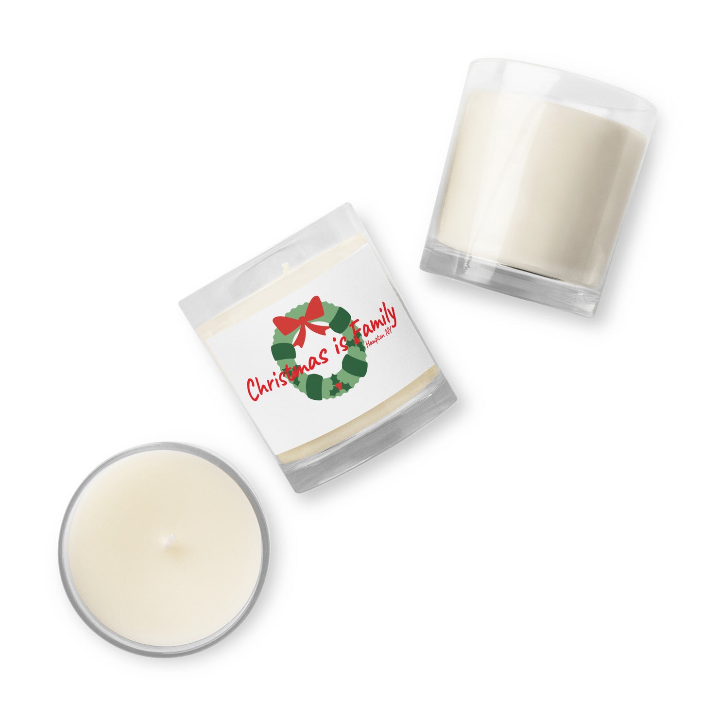 Glass jar soy wax candle | Christmas is Family | Hampton NY